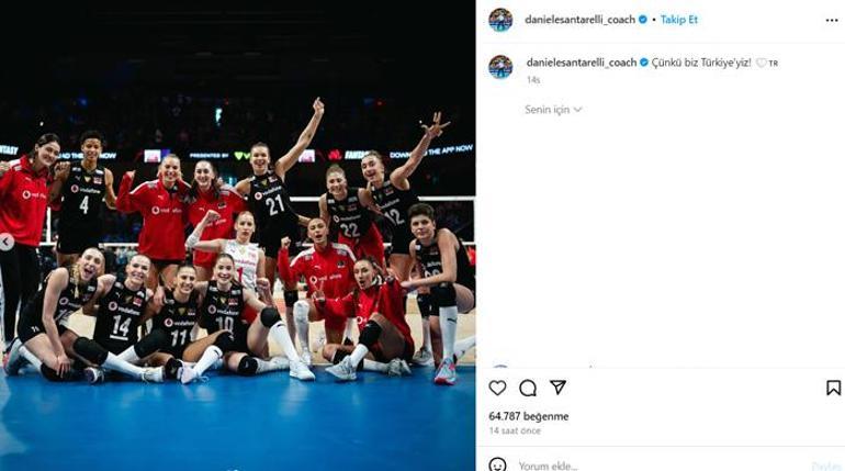 A Milli Kadın Voleybol Takımı Başantrenörü Daniele Santarellinin paylaşımı sosyal medyada gündem oldu