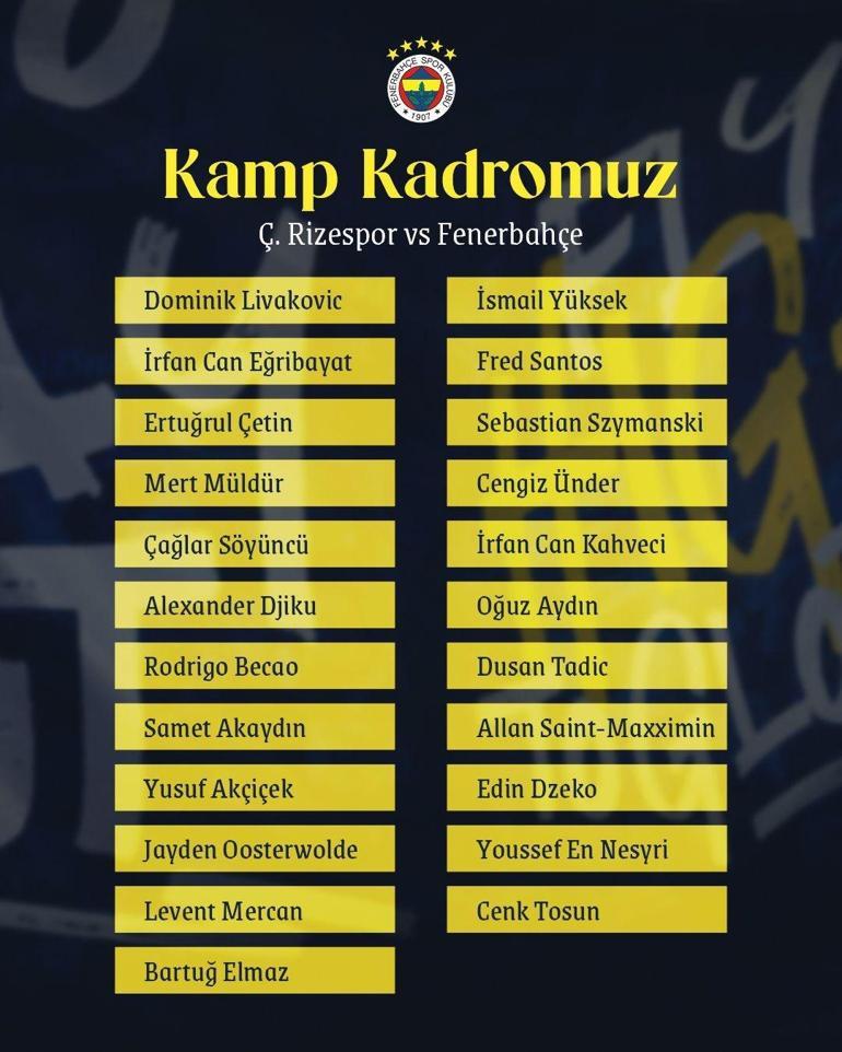 Fenerbahçede Osayi-Samuel şoku Çaykur Rizespor maçında yok...