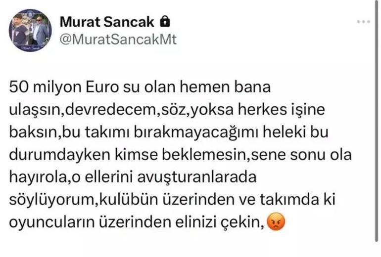 Murat Sancaktan sert tepki: Parayı getirin devredeceğim