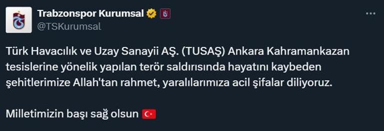 Ankara Tusaşta terör saldırısı Spor camiasından başsağlığı mesajları