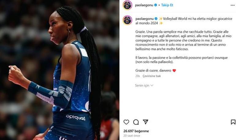 2024ün en iyi voleybolcusu Paola Egonu Listede Melissa Vargas da var