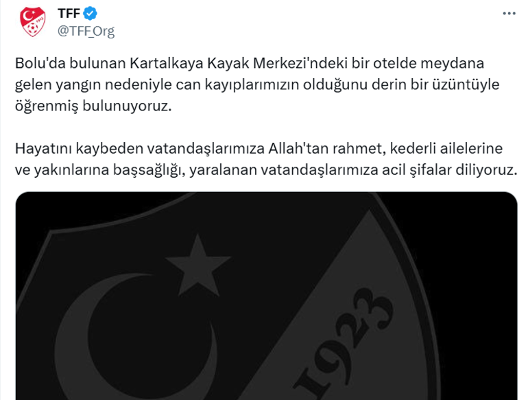 Spor kulüplerinden Boluda yaşanan yangın faciası sonrası mesajlar