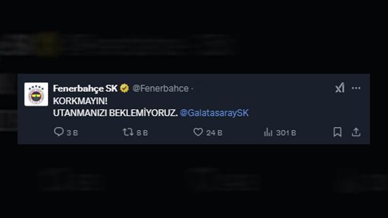 SON DAKİKA | Fenerbahçeden Galatasaraya çok sert paylaşım