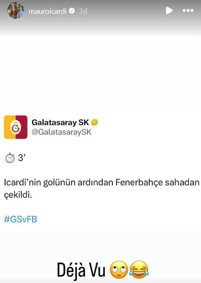 İcardiden Fenerbahçeye gönderme Sahadan çekildi