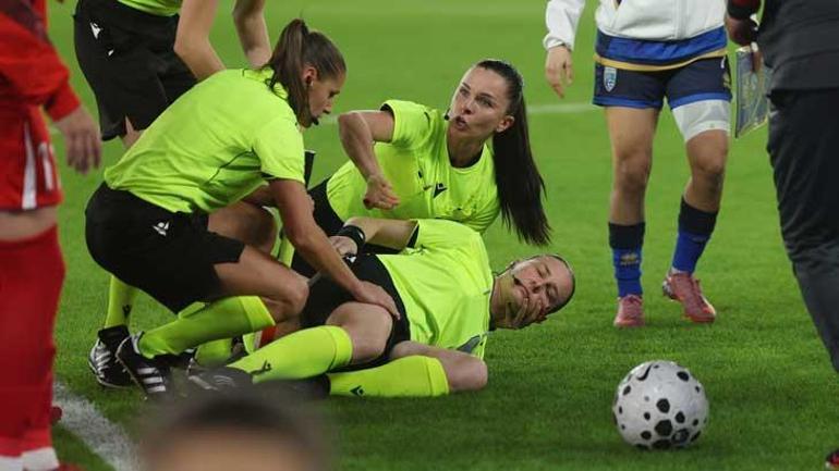 Türkiye - Kosova maçında korku dolu anlar Orta hakem Michalina Diakow bayıldı