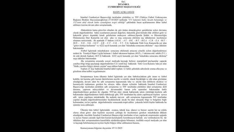 Futbolda bahis soruşturması 17 hakem ve 1 kulüp başkanı gözaltına alındı