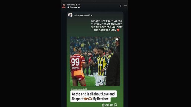 Fenerbahçeli ve Galatasaraylı yıldızlardan derbi sonrası ortak paylaşım