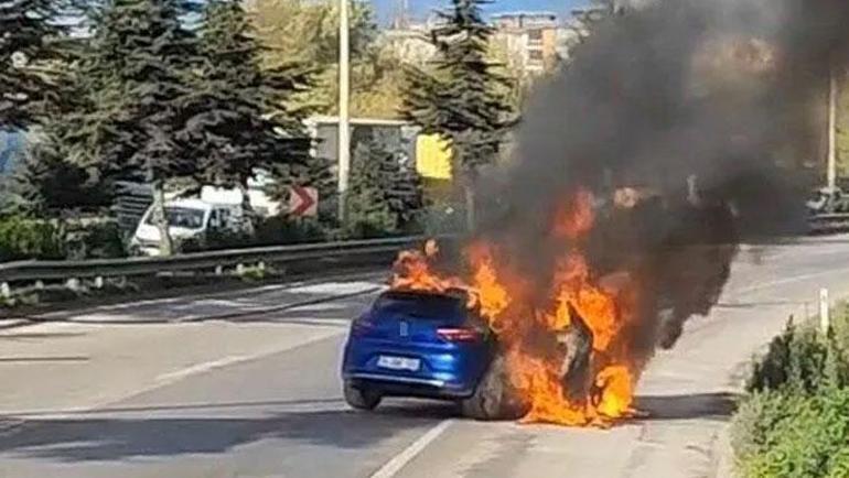 Samsunspor’un yıldızı Musaba’nın otomobili alevler içinde kaldı