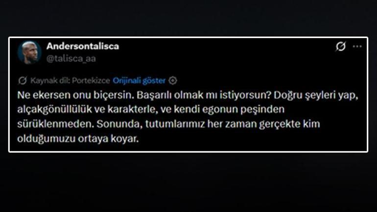 Fenerbahçe - Beşiktaş derbisi sonrası Taliscadan paylaşım: Ne ekersen onu biçersin
